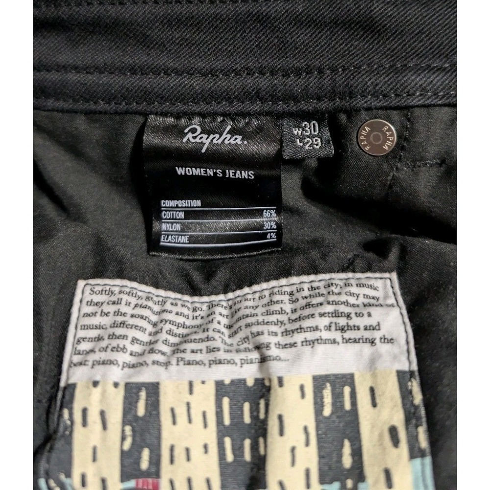 Rapha Womens Cycling‎ Jeans W30 L29 Black Stretch Commuter Reflective Cuff - Picture 4 of 10